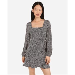 EXPRESS Square Neck Ruffle Wrap Dress